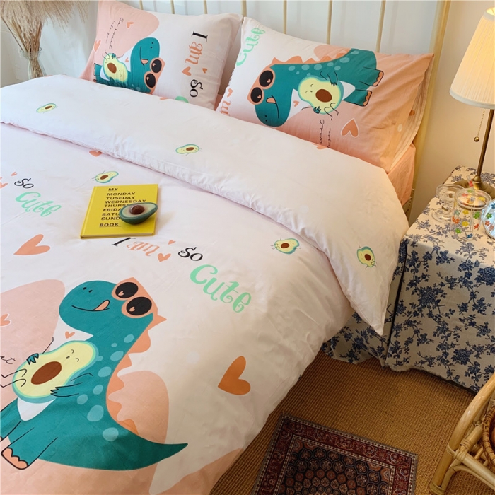 91家纺网 家纺一手货源 找家纺 昔可 2019新款13372全棉四件套 牛油果恐龙