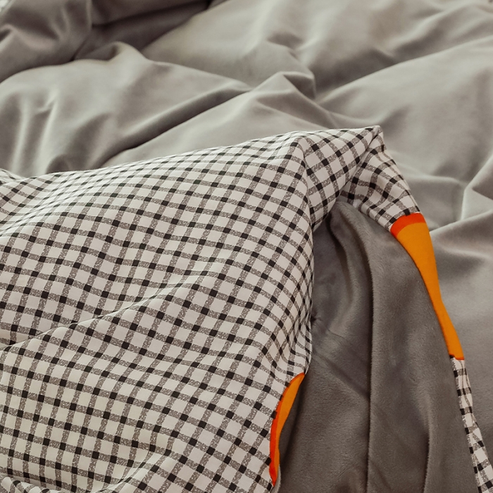 91家纺网 家纺一手货源 找家纺 昔可 2019新款13372棉加绒水果系列四件套 格子橙