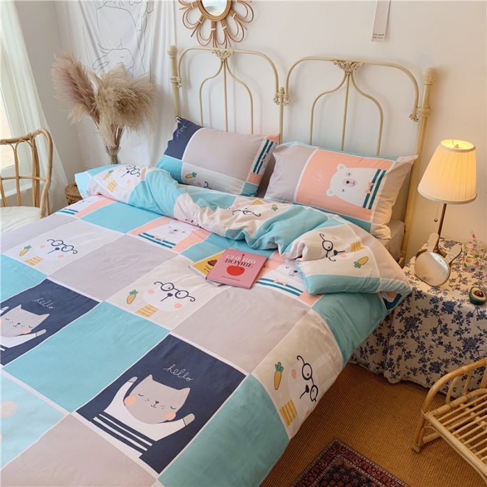 91家纺网 家纺一手货源 找家纺 昔可 2019新款13372全棉四件套 熊熊兔兔