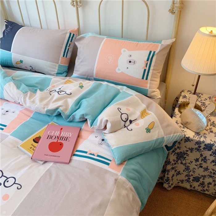 91家纺网 家纺一手货源 找家纺 昔可 2019新款13372全棉四件套 熊熊兔兔