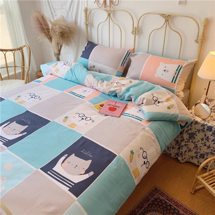 91家纺网 家纺一手货源 找家纺 昔可 2019新款13372全棉四件套 熊熊兔兔