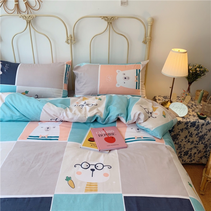 91家纺网 家纺一手货源 找家纺 昔可 2019新款13372全棉四件套 熊熊兔兔