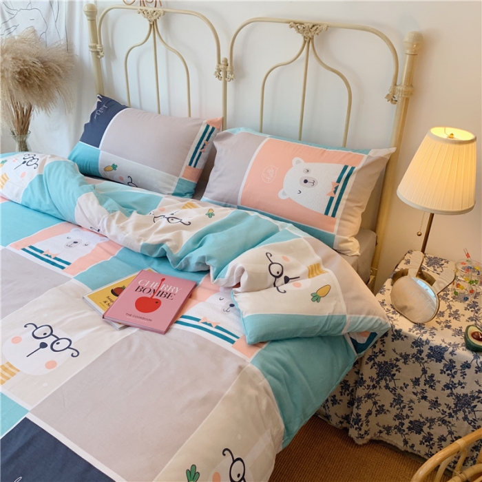 91家纺网 家纺一手货源 找家纺 昔可 2019新款13372全棉四件套 熊熊兔兔