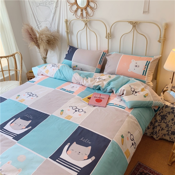 91家纺网 家纺一手货源 找家纺 昔可 2019新款13372全棉四件套 熊熊兔兔