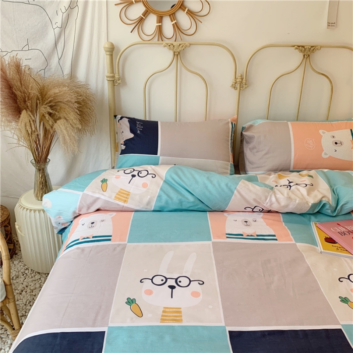 91家纺网 家纺一手货源 找家纺 昔可 2019新款13372全棉四件套 熊熊兔兔