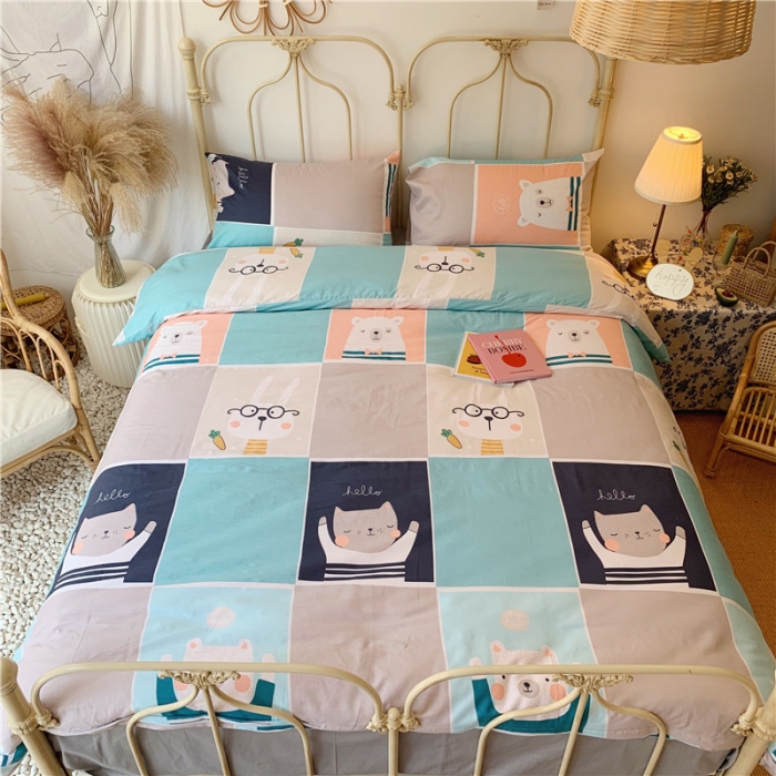 91家纺网 家纺一手货源 找家纺 昔可 2019新款13372全棉四件套 熊熊兔兔