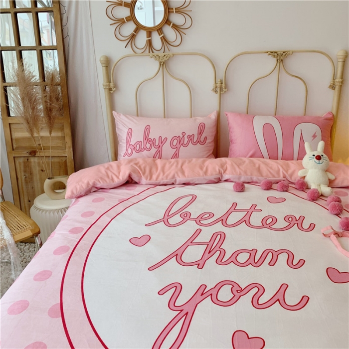 91家纺网 家纺一手货源 找家纺 昔可 2019新款设计师款韩国宝宝绒大版四件套 粉波点