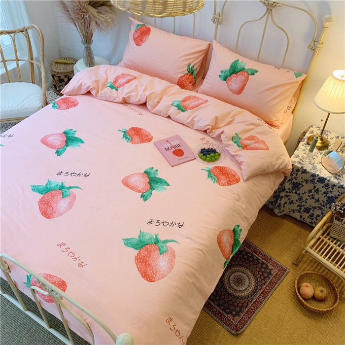 91家纺网 家纺一手货源 找家纺 昔可 2019新款13372全棉四件套 大草莓