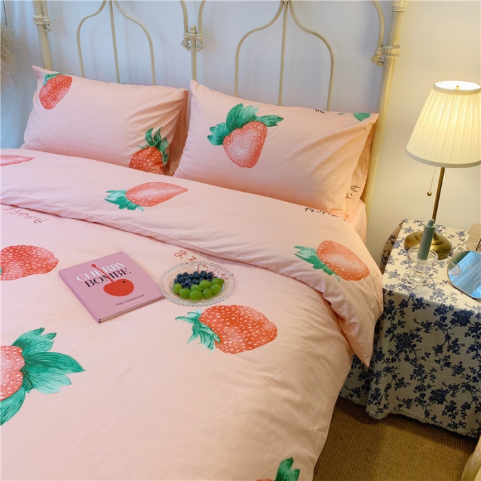 91家纺网 家纺一手货源 找家纺 昔可 2019新款13372全棉四件套 大草莓