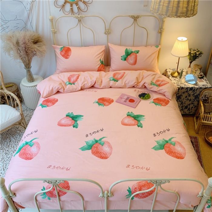 91家纺网 家纺一手货源 找家纺 昔可 2019新款13372全棉四件套 大草莓