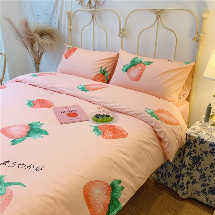 91家纺网 家纺一手货源 找家纺 昔可 2019新款13372全棉四件套 大草莓