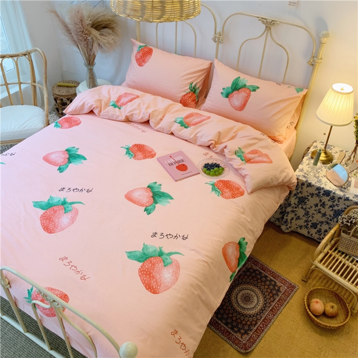 91家纺网 家纺一手货源 找家纺 昔可 2019新款13372全棉四件套 大草莓