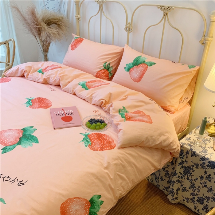 91家纺网 家纺一手货源 找家纺 昔可 2019新款13372全棉四件套 大草莓
