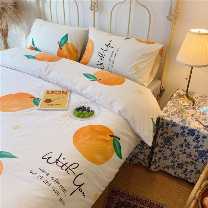 91家纺网 家纺一手货源 找家纺 昔可 2019新款13372全棉四件套 大橙子