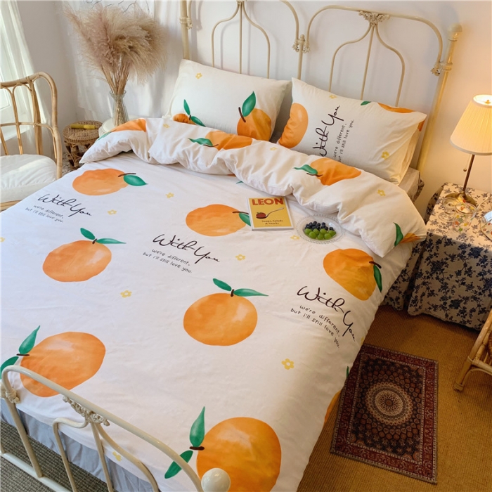 91家纺网 家纺一手货源 找家纺 昔可 2019新款13372全棉四件套 大橙子