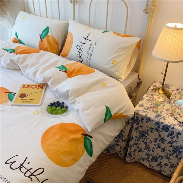 91家纺网 家纺一手货源 找家纺 昔可 2019新款13372全棉四件套 大橙子