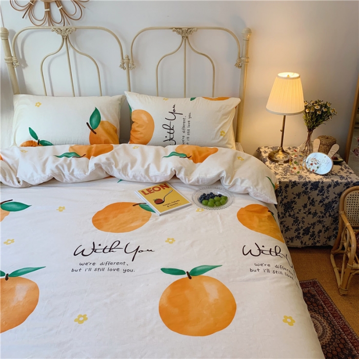 91家纺网 家纺一手货源 找家纺 昔可 2019新款13372全棉四件套 大橙子