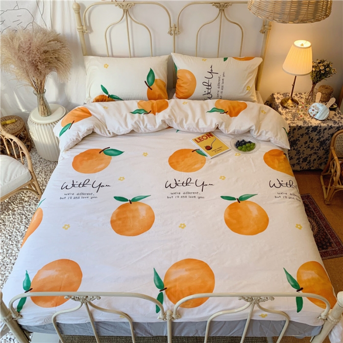 91家纺网 家纺一手货源 找家纺 昔可 2019新款13372全棉四件套 大橙子