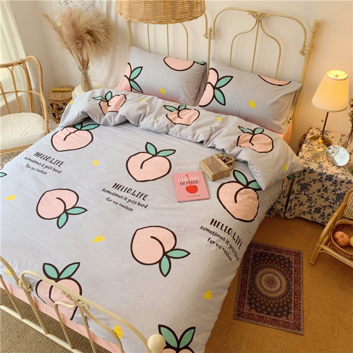 91家纺网 家纺一手货源 找家纺 昔可 2019新款13372全棉四件套 大蜜桃