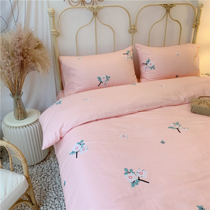 91家纺网 家纺一手货源 找家纺 昔可 2019新款13372全棉四件套 粉色雏菊