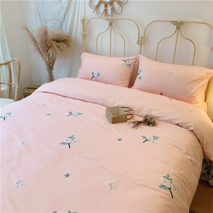 91家纺网 家纺一手货源 找家纺 昔可 2019新款13372全棉四件套 粉色雏菊