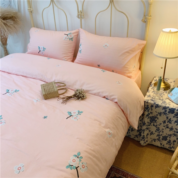 91家纺网 家纺一手货源 找家纺 昔可 2019新款13372全棉四件套 粉色雏菊