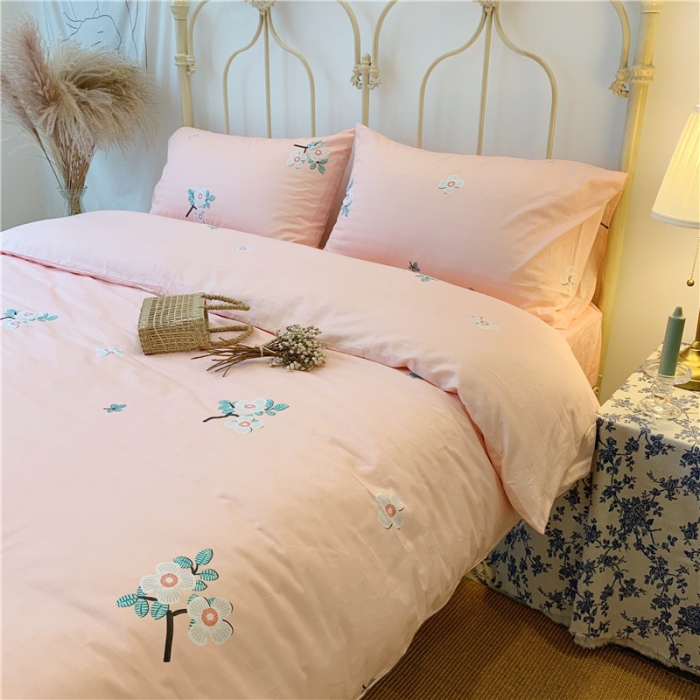 91家纺网 家纺一手货源 找家纺 昔可 2019新款13372全棉四件套 粉色雏菊