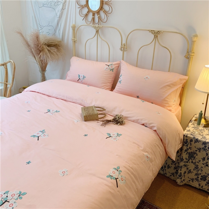 91家纺网 家纺一手货源 找家纺 昔可 2019新款13372全棉四件套 粉色雏菊