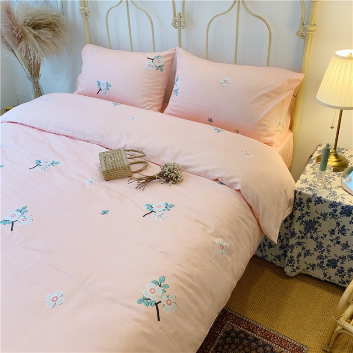 91家纺网 家纺一手货源 找家纺 昔可 2019新款13372全棉四件套 粉色雏菊