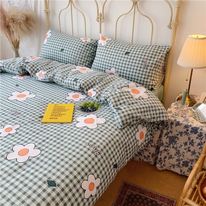 91家纺网 家纺一手货源 找家纺 昔可 2019新款13372全棉四件套 格子花