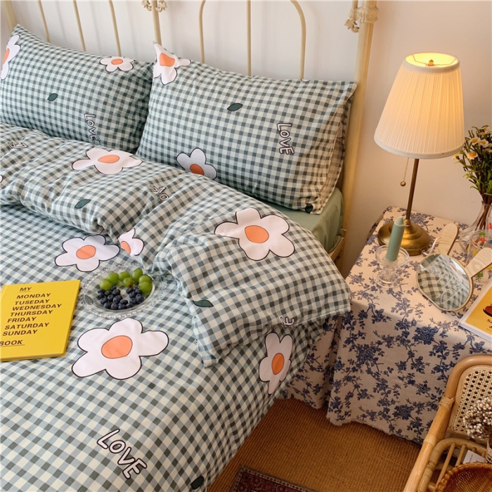 91家纺网 家纺一手货源 找家纺 昔可 2019新款13372全棉四件套 格子花