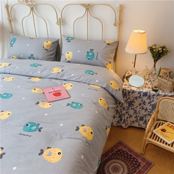 91家纺网 家纺一手货源 找家纺 昔可 2019新款13372全棉四件套 好多鱼