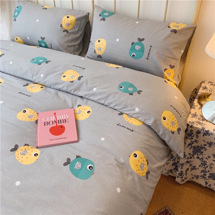 91家纺网 家纺一手货源 找家纺 昔可 2019新款13372全棉四件套 好多鱼