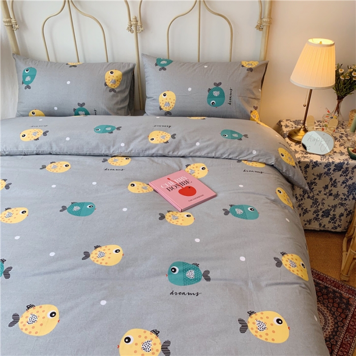 91家纺网 家纺一手货源 找家纺 昔可 2019新款13372全棉四件套 好多鱼