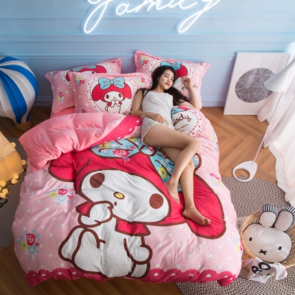 91家纺网 家纺一手货源 找家纺 (总)印季家纺2021正版授权独家发售美乐蒂四件套床单款