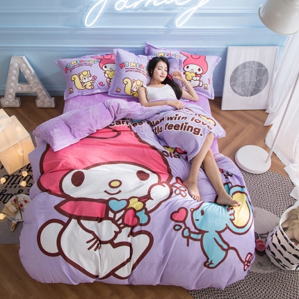 91家纺网 家纺一手货源 找家纺 (总)印季家纺2021正版授权独家发售美乐蒂四件套床单款