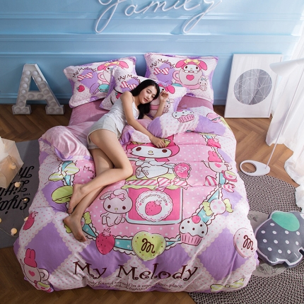 91家纺网 家纺一手货源 找家纺 (总)印季家纺2021正版授权独家发售美乐蒂四件套床单款