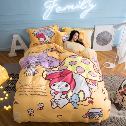 91家纺网 家纺一手货源 找家纺 (总)印季家纺2021正版授权独家发售美乐蒂四件套床单款