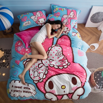 91家纺网 家纺一手货源 找家纺 (总)印季家纺2021正版授权独家发售美乐蒂四件套床单款