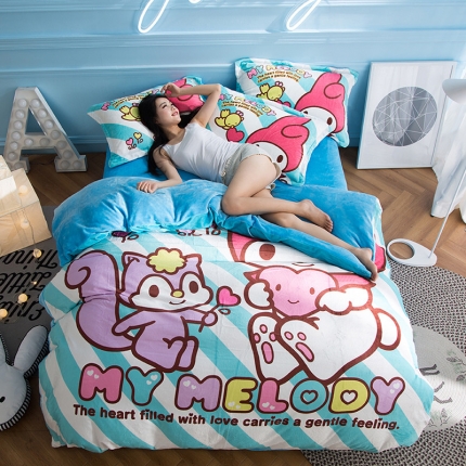 91家纺网 家纺一手货源 找家纺 (总)印季家纺2021正版授权独家发售美乐蒂四件套床单款