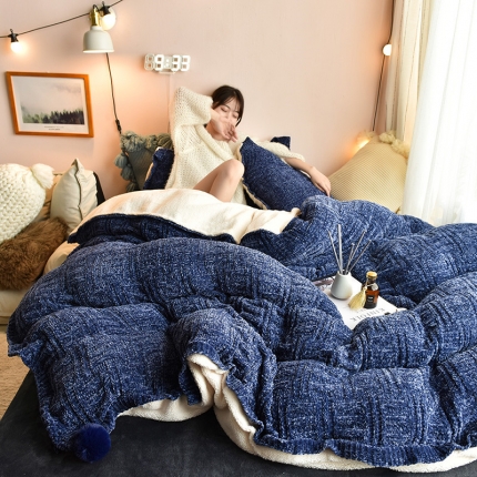 91家纺网 家纺一手货源 找家纺 （总）印季家纺 2021高密超柔雪尼尔羊羔绒宝宝绒四件套