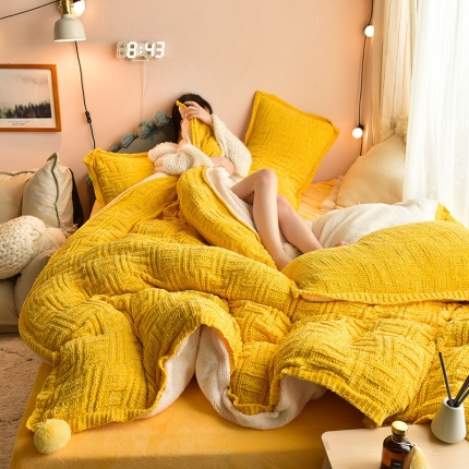 91家纺网 家纺一手货源 找家纺 （总）印季家纺 2021高密超柔雪尼尔羊羔绒宝宝绒四件套