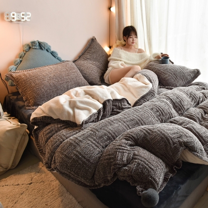 91家纺网 家纺一手货源 找家纺 （总）印季家纺 2021高密超柔雪尼尔羊羔绒宝宝绒四件套