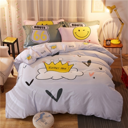 91家纺网 家纺一手货源 找家纺 芃成家纺 40平网13372全棉活性卡通大阪四件套 美好心情