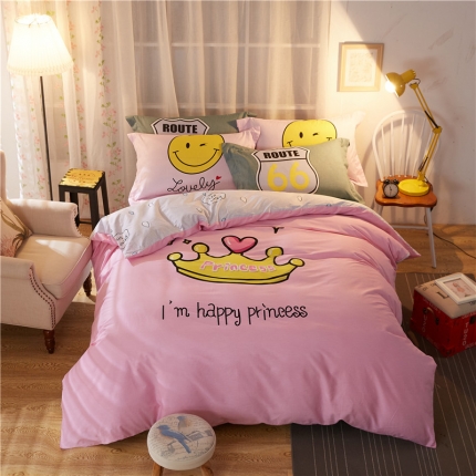 91家纺网 家纺一手货源 找家纺 芃成家纺 40平网13372全棉活性卡通大阪四件套 画苑冠冕