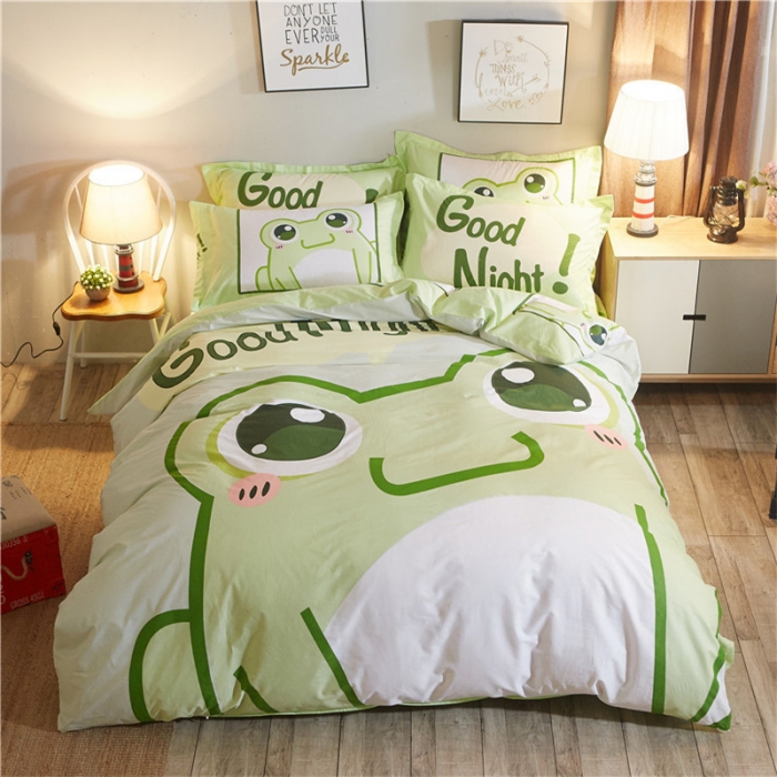 91家纺网 家纺一手货源 找家纺 芃成家纺 40平网四件套 青蛙王子