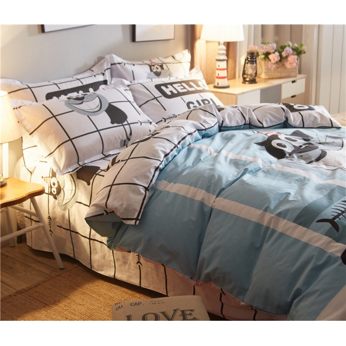 91家纺网 家纺一手货源 找家纺 芃成家纺 40平网四件套 淘气猫