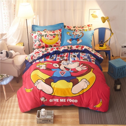 芃成家纺 40平网四件套 香蕉猴