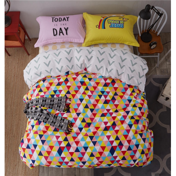 91家纺网 家纺一手货源 找家纺 芃成家纺 活性磨毛混搭四件套缤纷炫彩