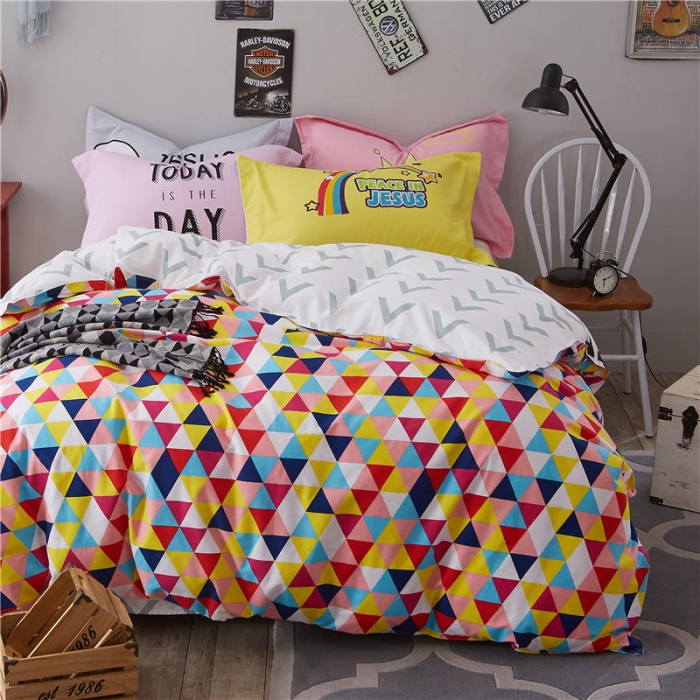 91家纺网 家纺一手货源 找家纺 芃成家纺 活性磨毛混搭四件套缤纷炫彩